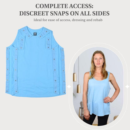 Post Op Recovery Snap Tank with Pockets for surgical drains