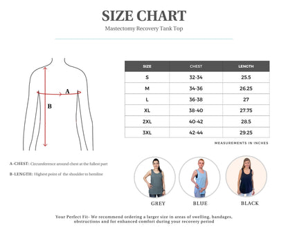 Post Op Recovery Snap Tank with Pockets for surgical drains